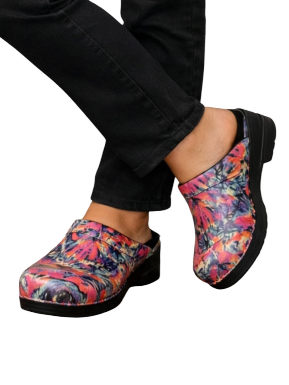 Dansko Professional Clogs EU 38 US 7.5-8 Colorful Watercolor Leather Indiegirl